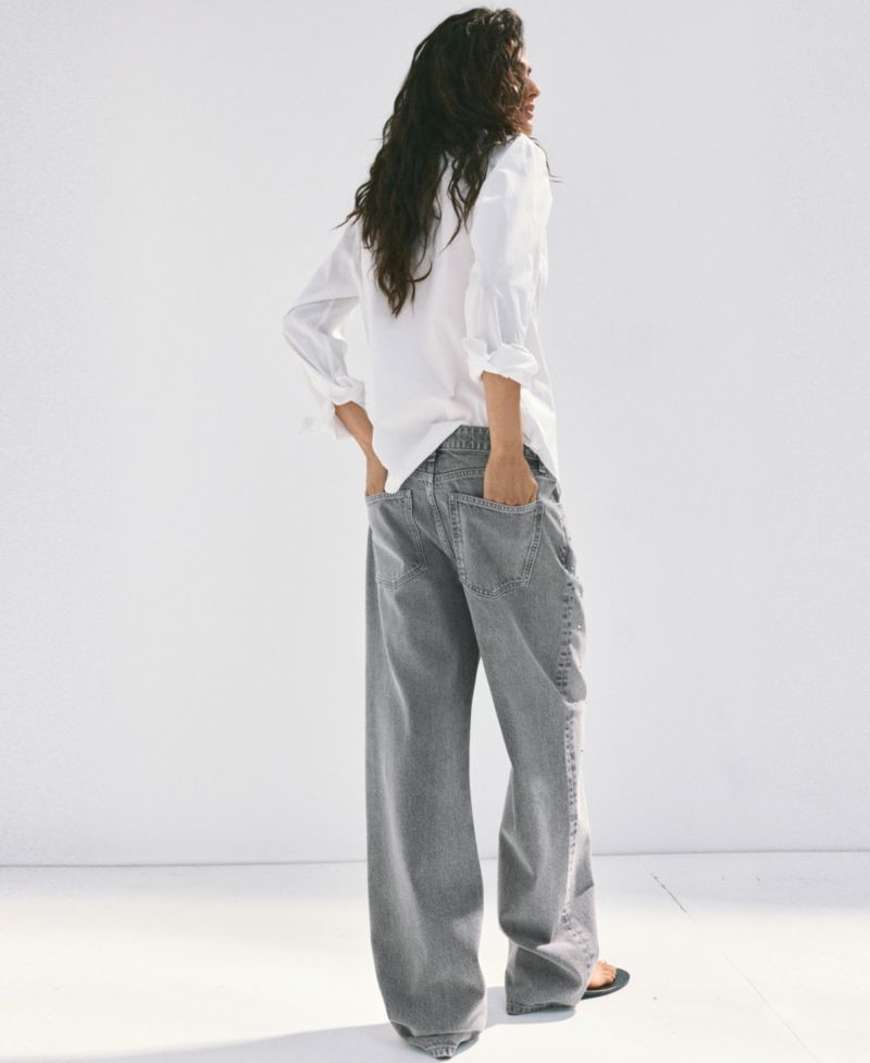 Women's Mid-Rise Wide-Leg Studded Jeans