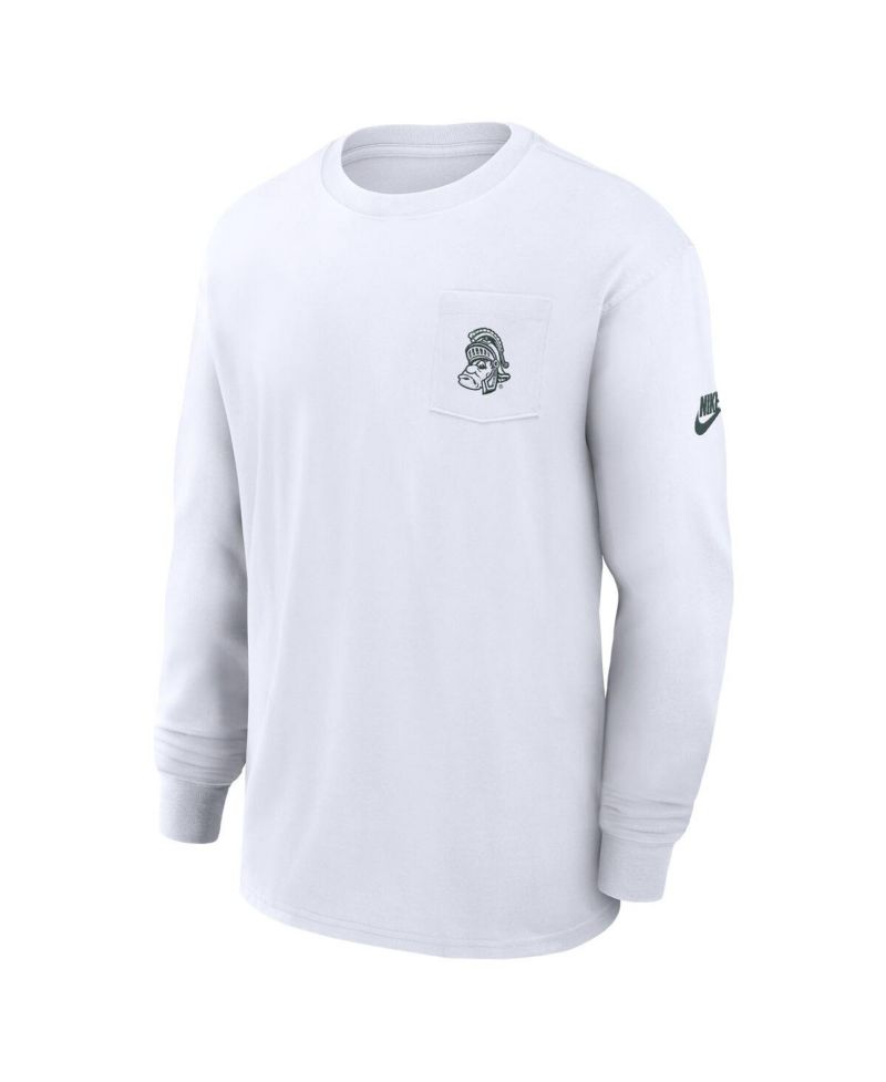 Men's White Michigan State Spartans Legacy Max90 Pocket Long Sleeve T-Shirt