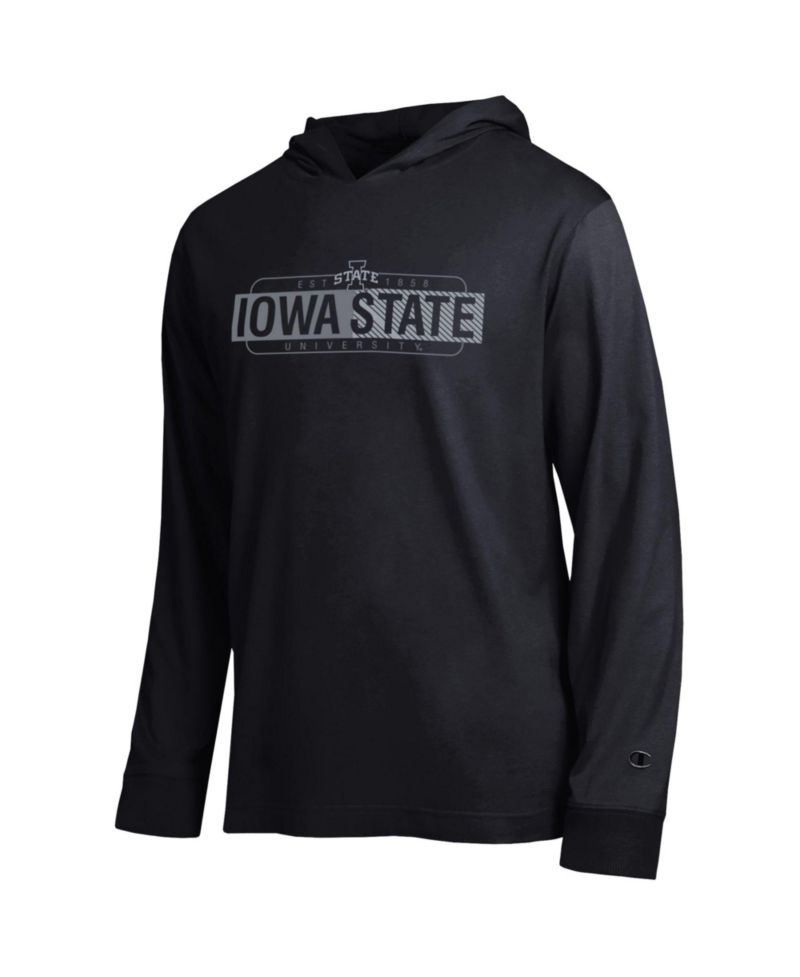 Men's Black Iowa State Cyclones Gradient All-Star Long Sleeve Hooded T-Shirt