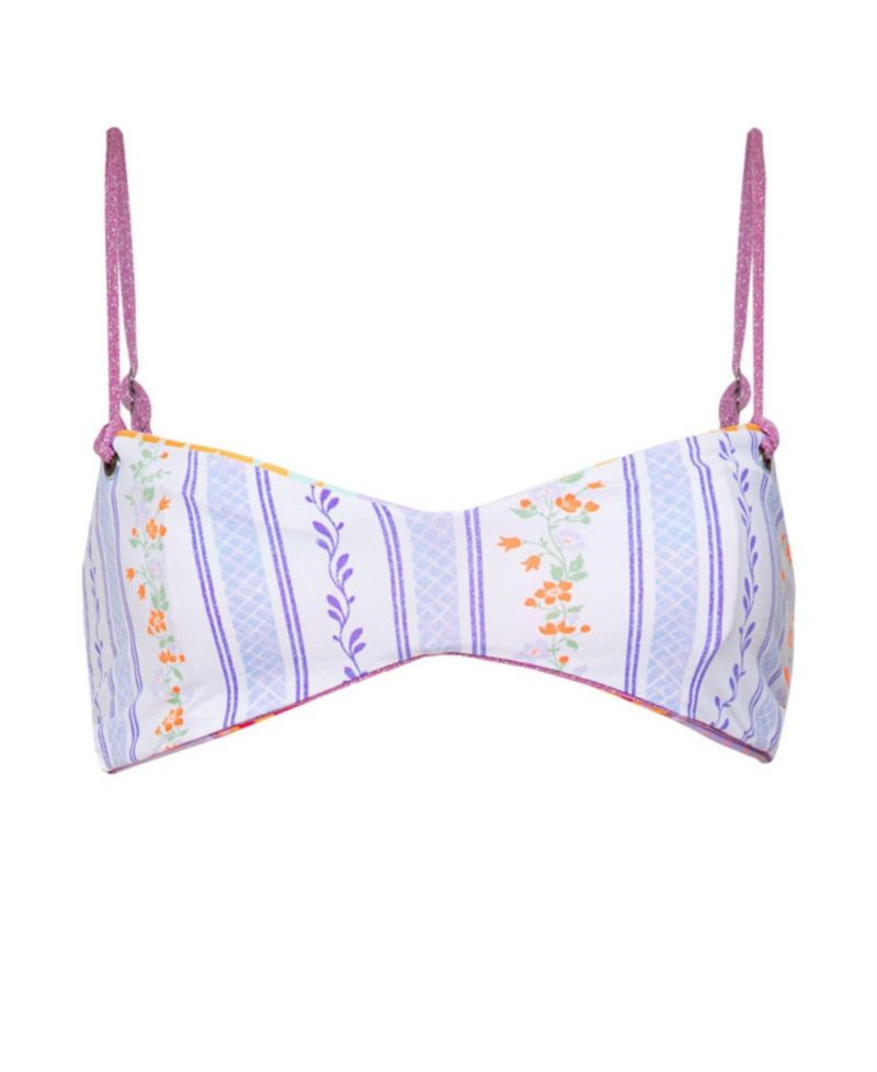 Women's Classic Bralette Reversible Geometric-Print Bikini Top