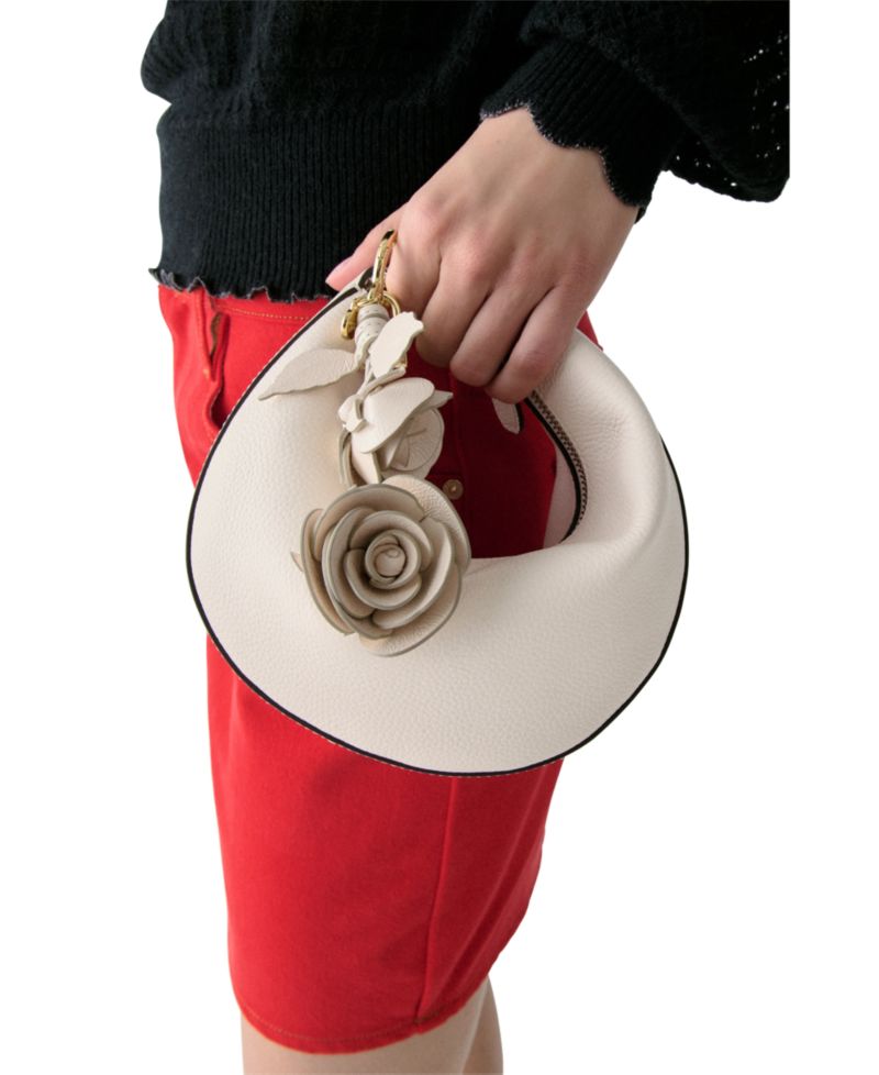 Crinkle Patent Leather Stacked Rose Bag Charms