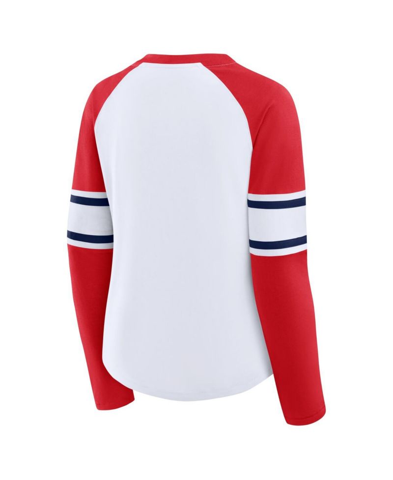Women's White/Red St. Louis Cardinals Blitz Package Raglan Lace-Up V-Neck Long Sleeve T-Shirt