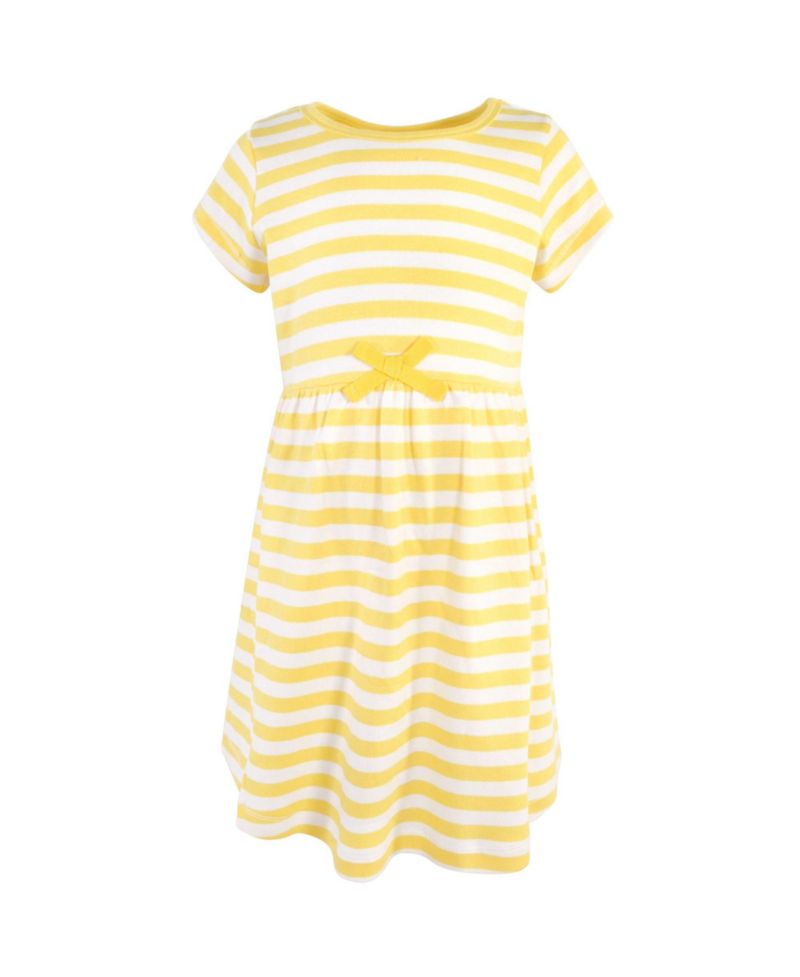 Little Girls Natural Cotton Dresses Featuring Both Short and Long Sleeves