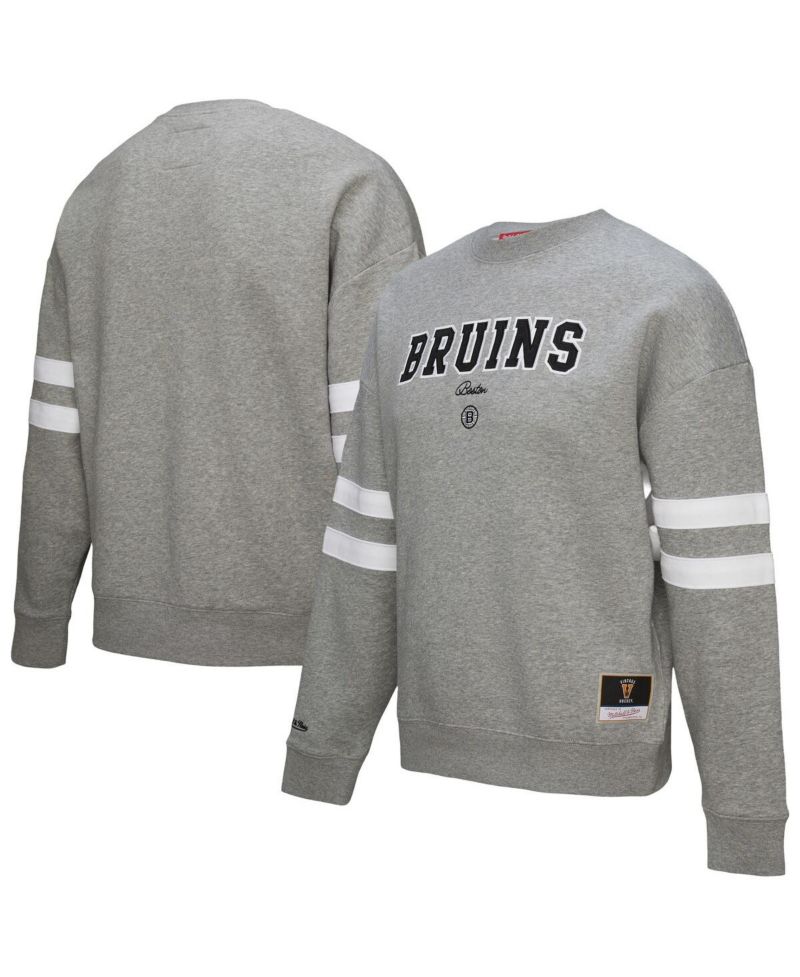 Women's Heather Gray Boston Bruins Logo Lightweight Pullover Sweatshirt