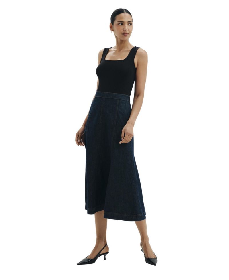 Women's Dana Denim Midi A-Line Skirt