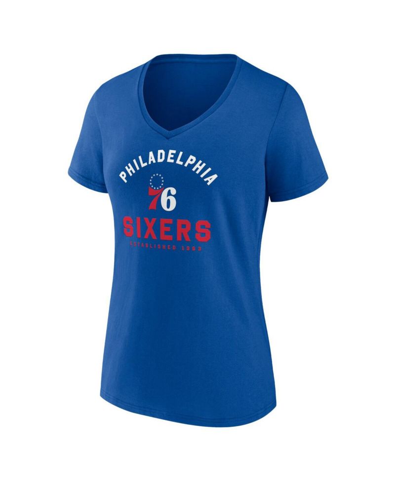 Women's Royal Philadelphia 76ers Unrivaled V-Neck T-Shirt