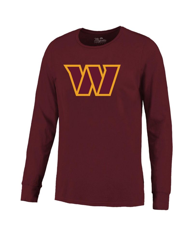 Men's Jayden Daniels Burgundy Washington Commanders Name & Number Non-Distressed Long Sleeve T-Shirt