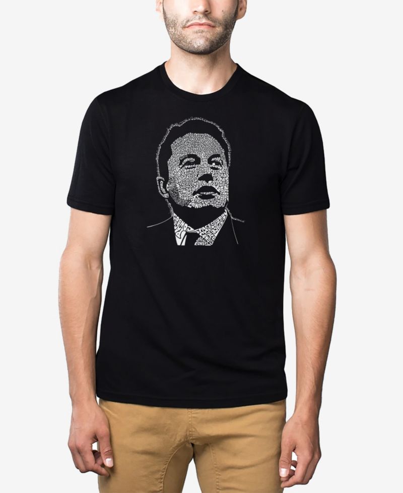 Men's Cotton/Poly Blend Word Art Elon Musk T-shirt
