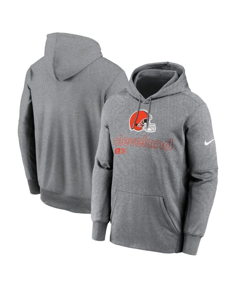 Men's Heather Gray Cleveland Browns Performance Pullover Hoodie