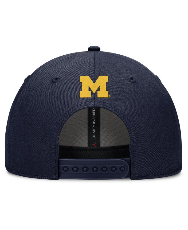 Men's Navy Michigan Wolverines Slanted Primetime Rise Performance Adjustable Hat