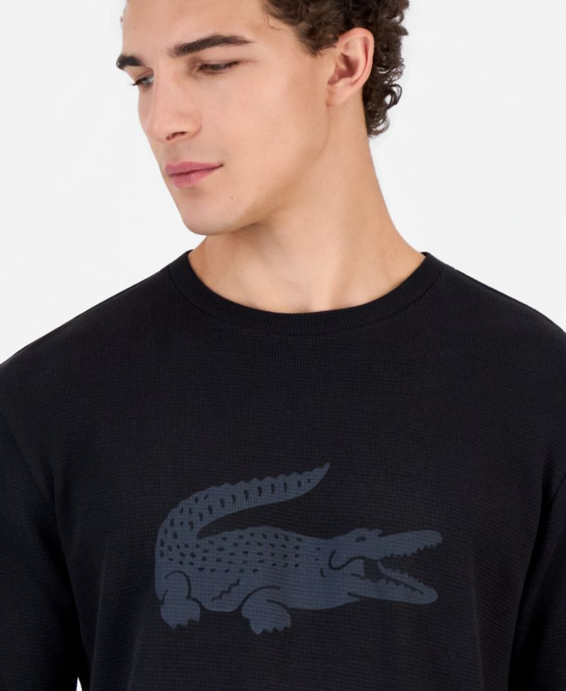 Men's Waffle-Knit Long-Sleeve Sleep Shirt