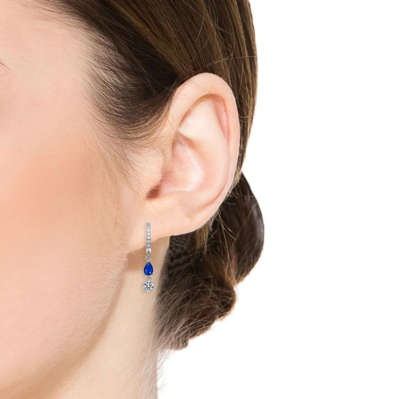Elegant Two-Stone Dangle Huggie Earrings