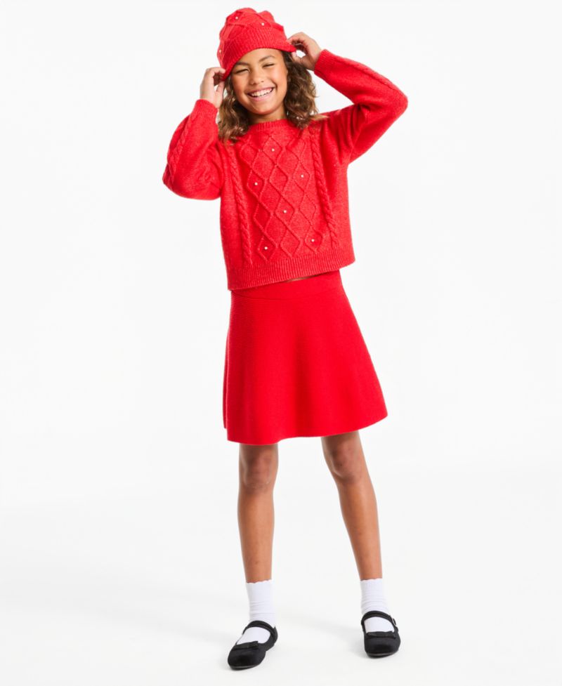 Girls' S-XL Flared Sweater Skirt