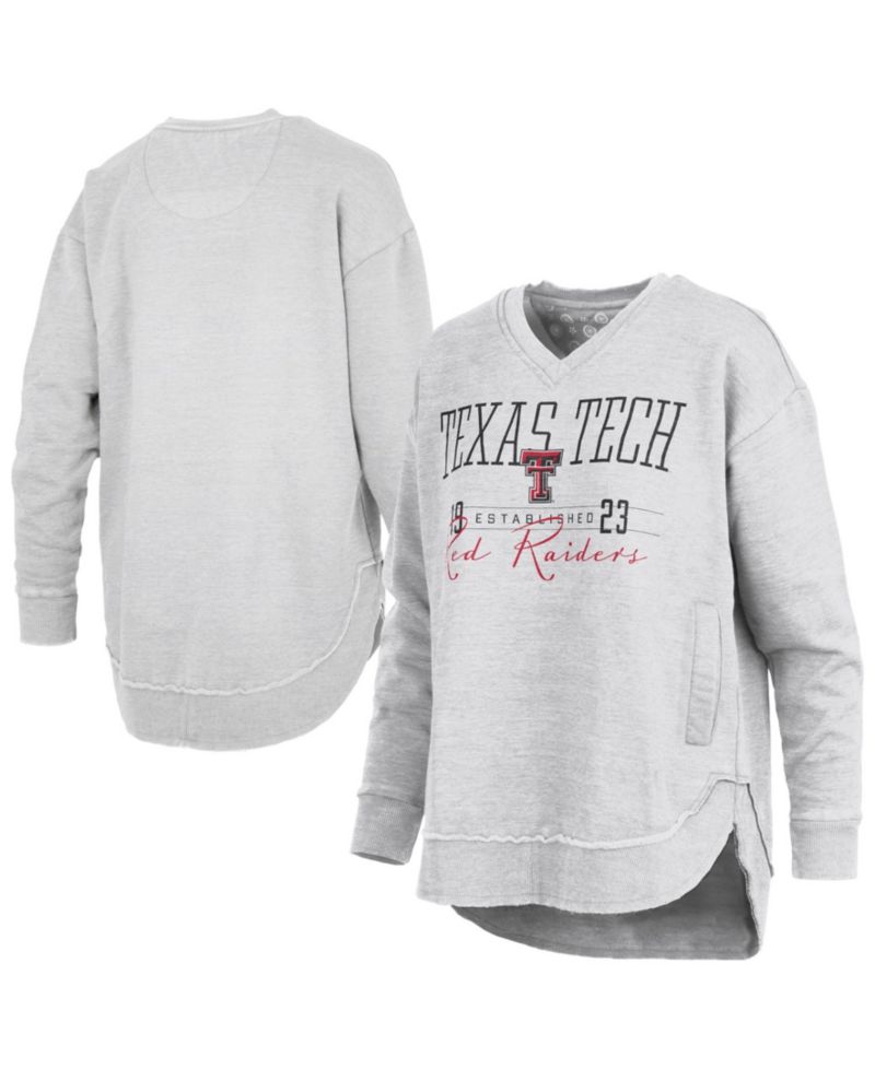 Women's Texas Tech Red Raiders Marcus East Hall Poncho V-Neck Dropped-Shoulder Sweatshirt