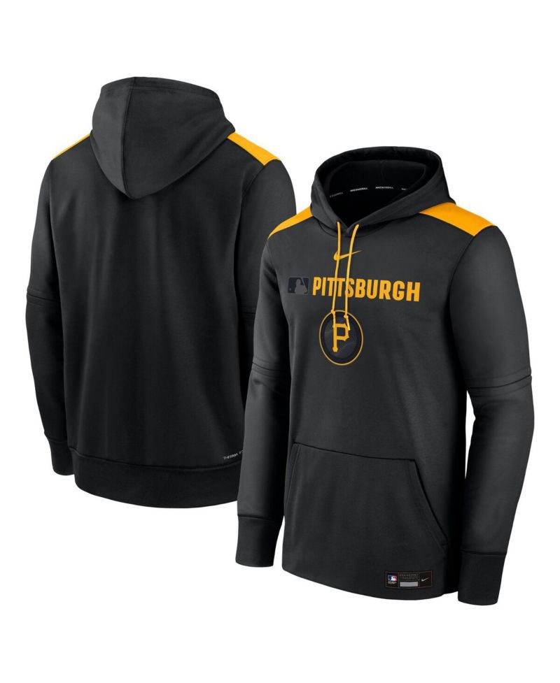 Men's Black Pittsburgh Pirates Authentic Collection City Connect Therma Pullover Hoodie