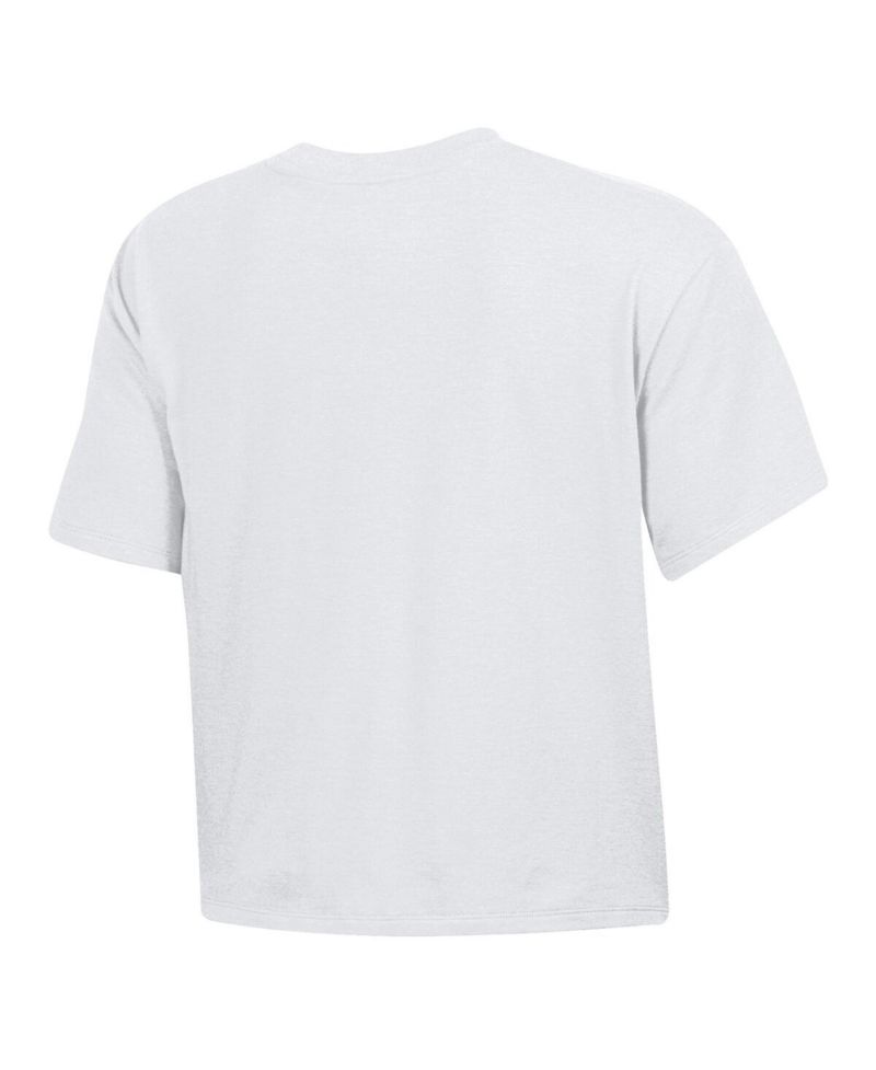 Women's White South Carolina Gamecocks Essentials Icon Ultra-Soft Tri-Blend Boxy Cropped T-Shirt
