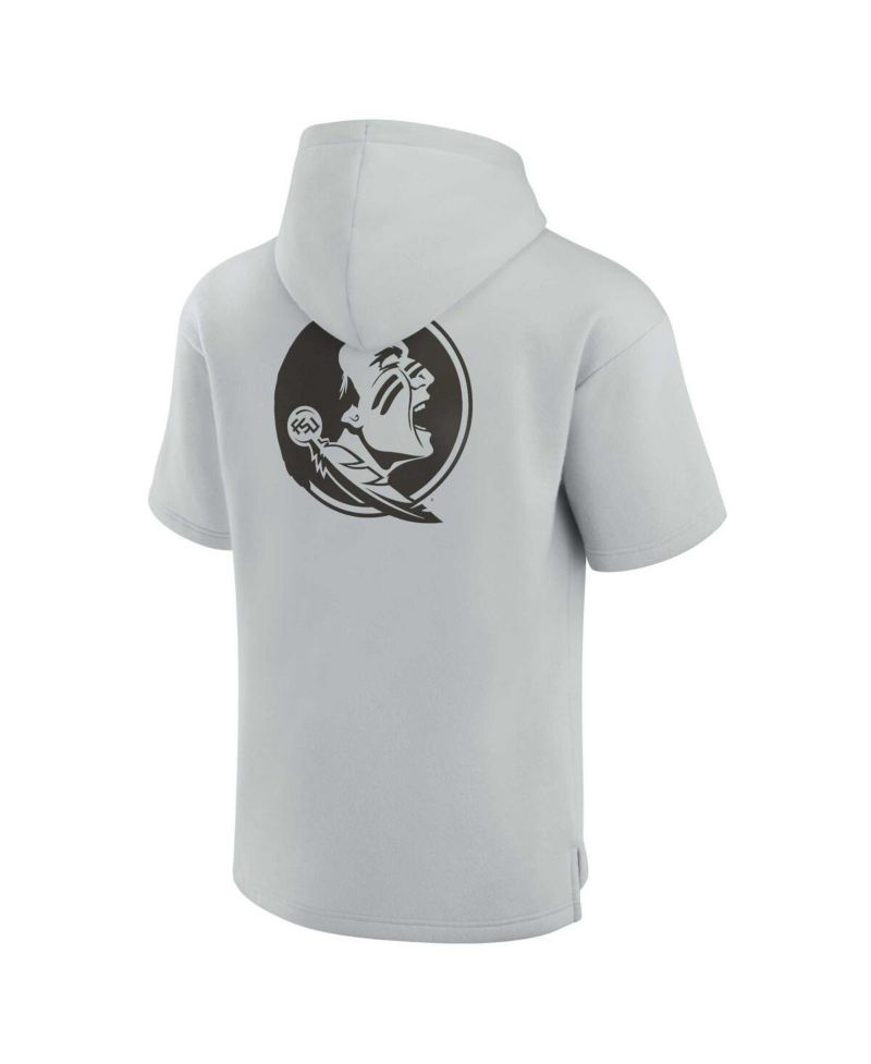 Men's and Women's Gray Florida State Seminoles Super Soft Fleece Short Sleeve Pullover Hoodie