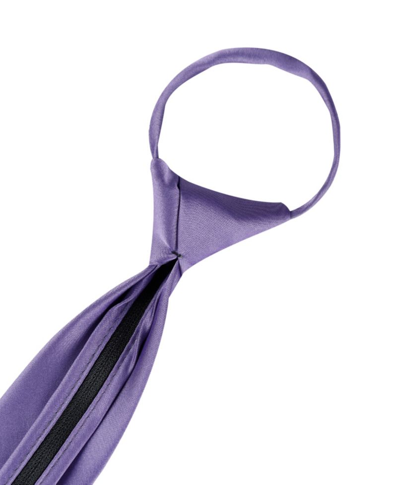 Boys Solid Satin Pre-Tied Zipper Tie