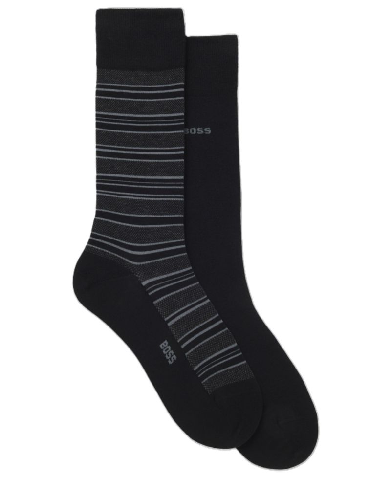 Men's Striped Crew Cotton-Blend Socks, 2-Pack