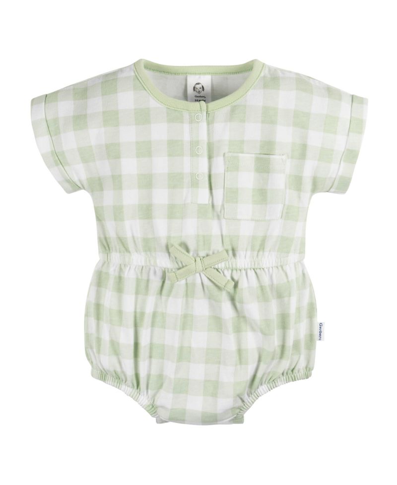 Baby Girls Sleeveless and Short Sleeve Romper, 2 Pack