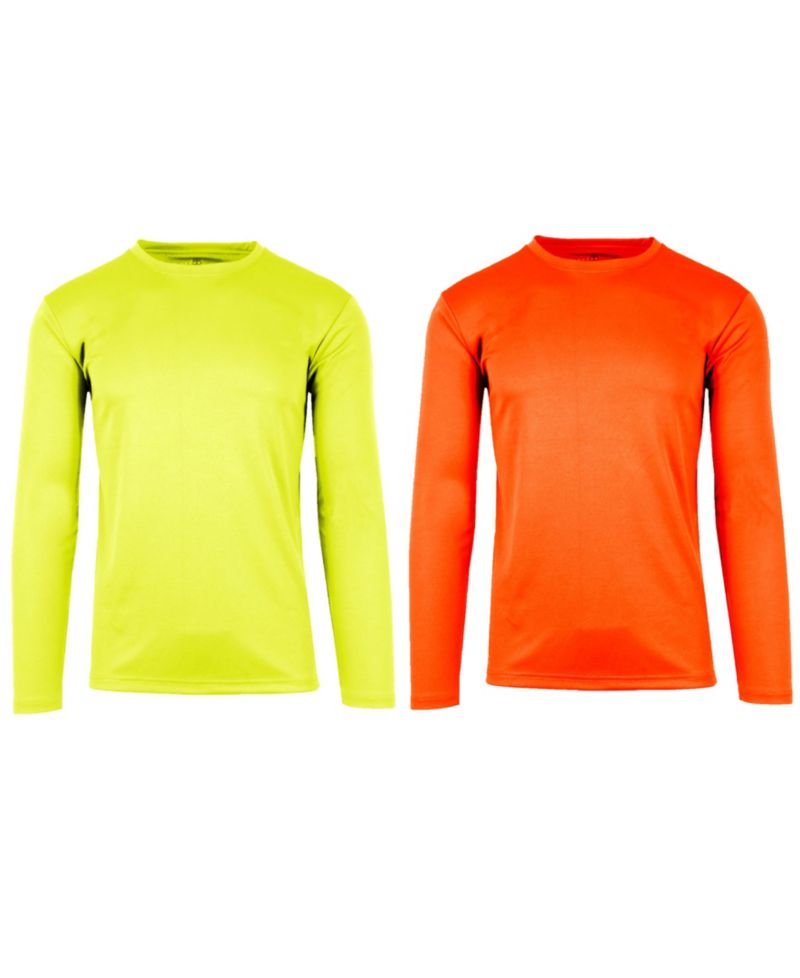 Men's Long Sleeve Moisture-Wicking Performance Crew Neck Tee -2 Pack