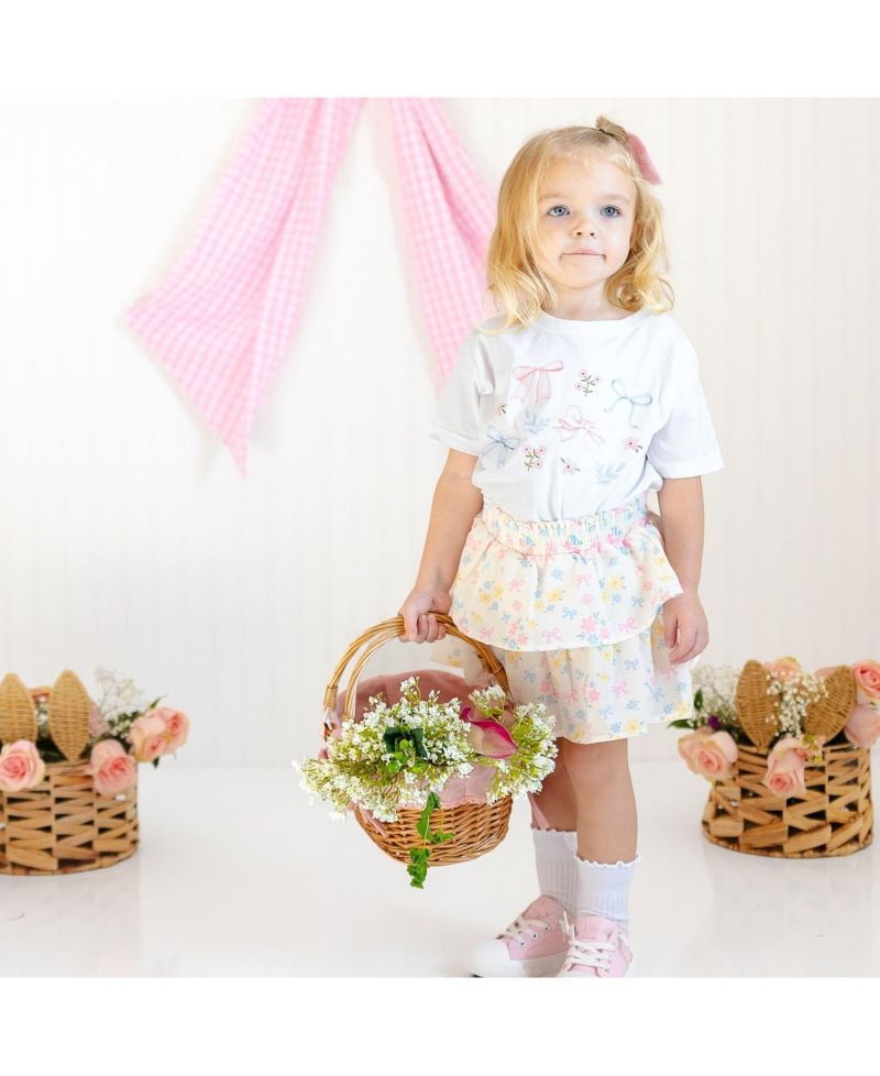 Baby Girls Floral & Bow Watercolor Short Sleeve T-Shirt
