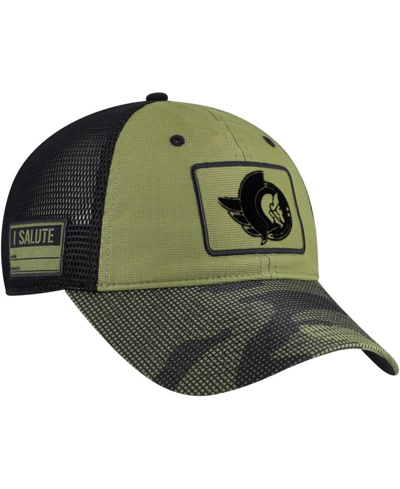 Men's Olive Ottawa Senators Military Appreciation Trucker Adjustable Hat