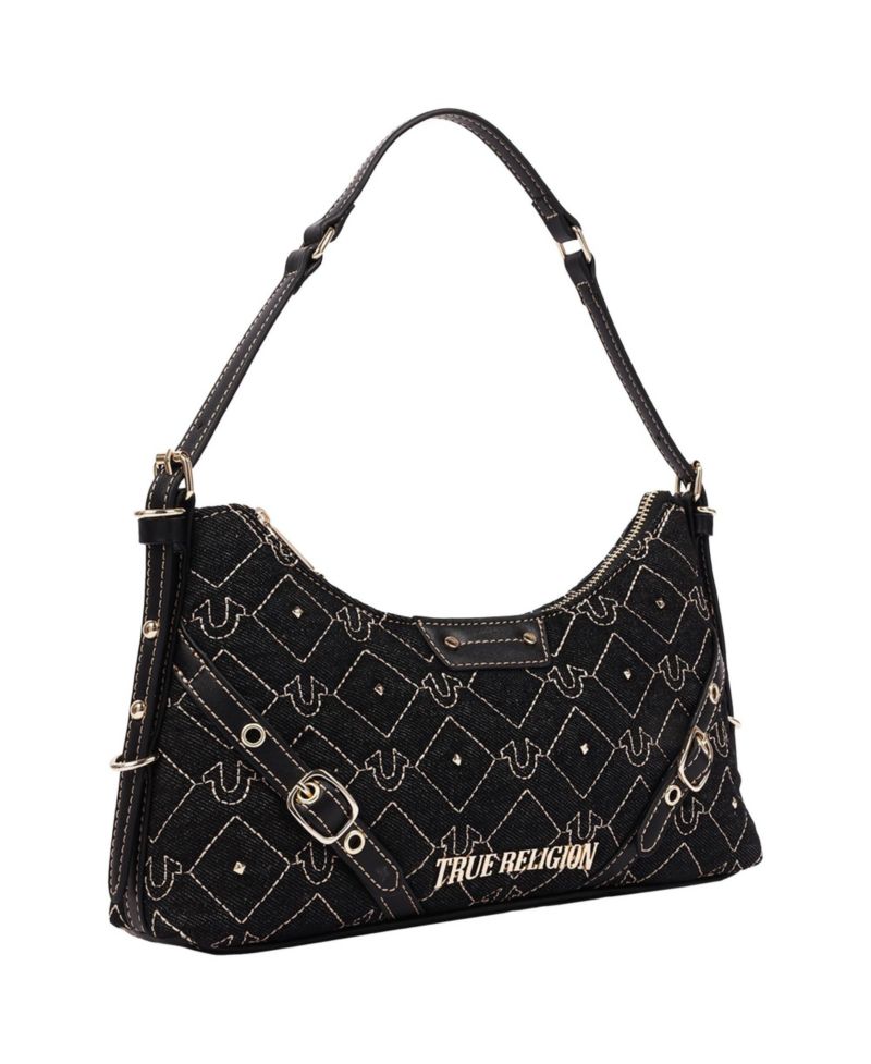 Women's Studded Denim Chain Shoulder Bag