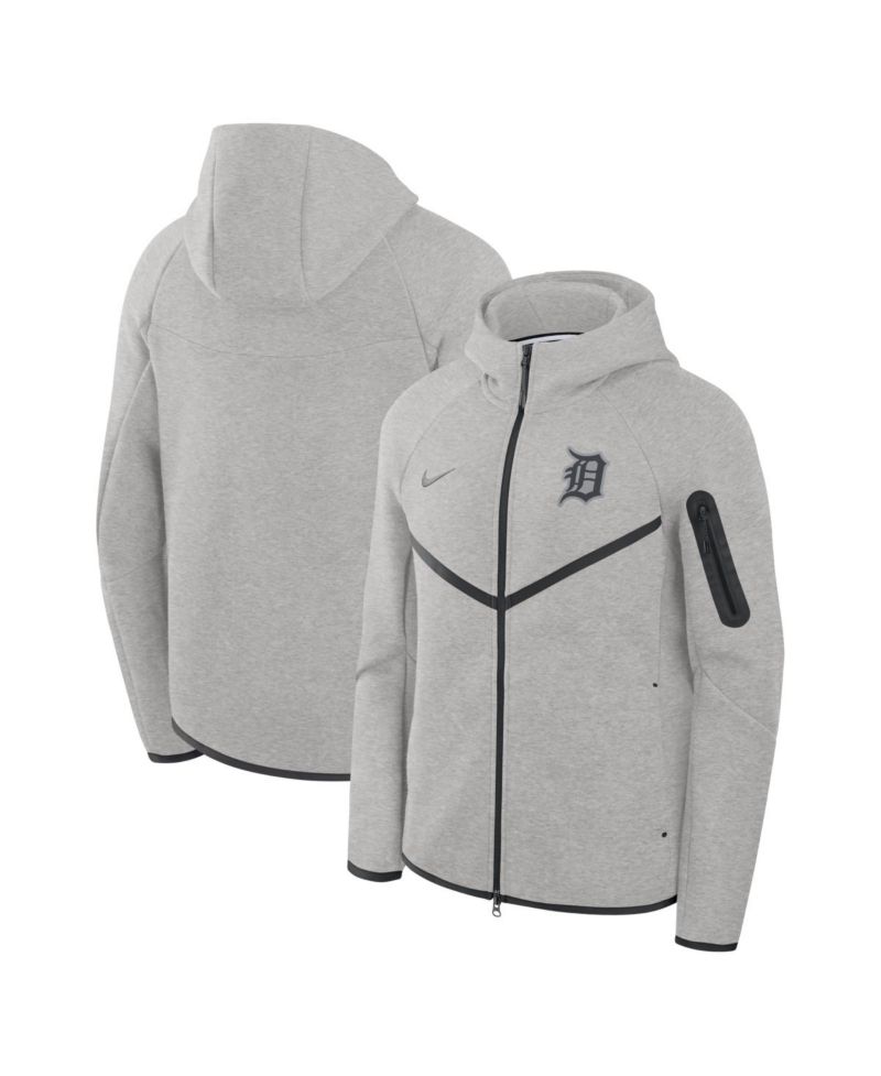 Men's Heather Charcoal Detroit Tigers Tech Fleece Windrunner Full-Zip Hoodie Jacket