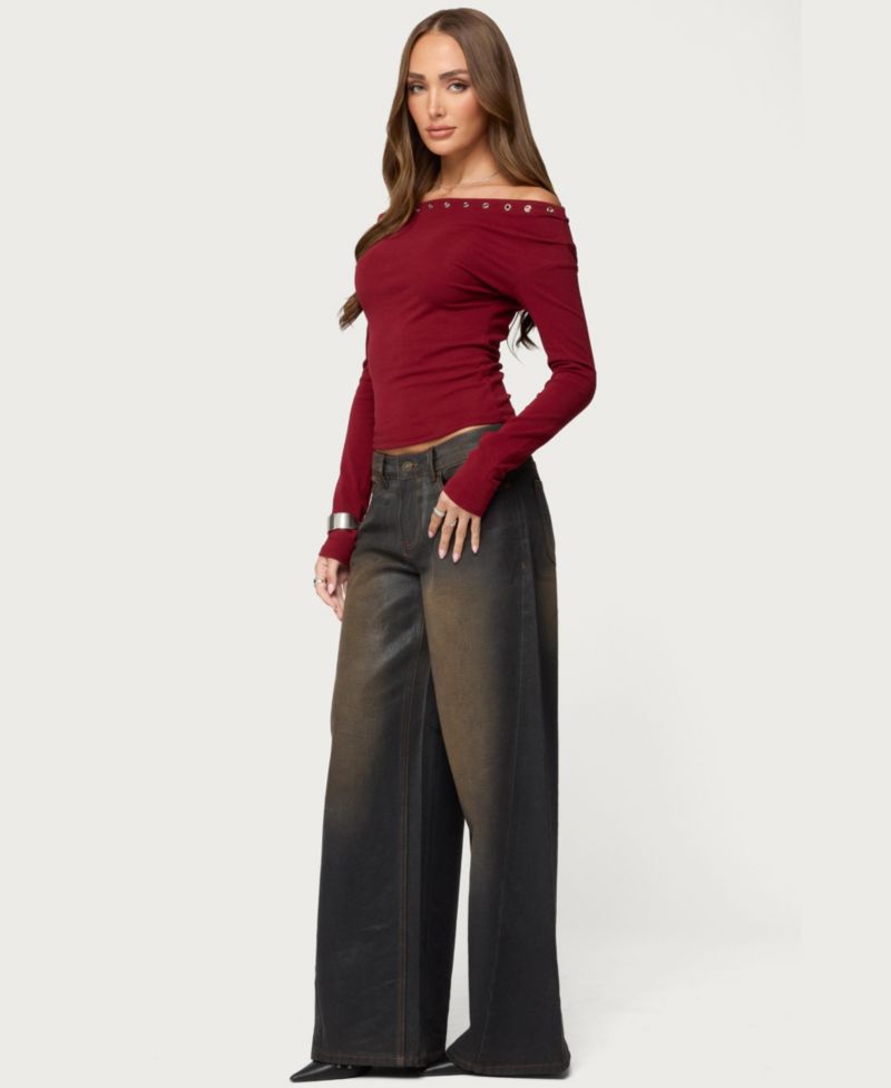 Womens Rebekka Grommet Off Shoulder Top