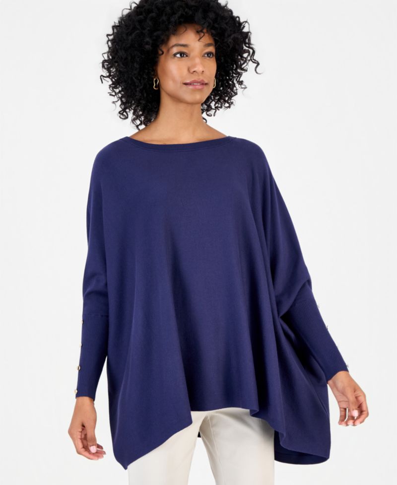 Plus Size Boatneck Poncho Sweater