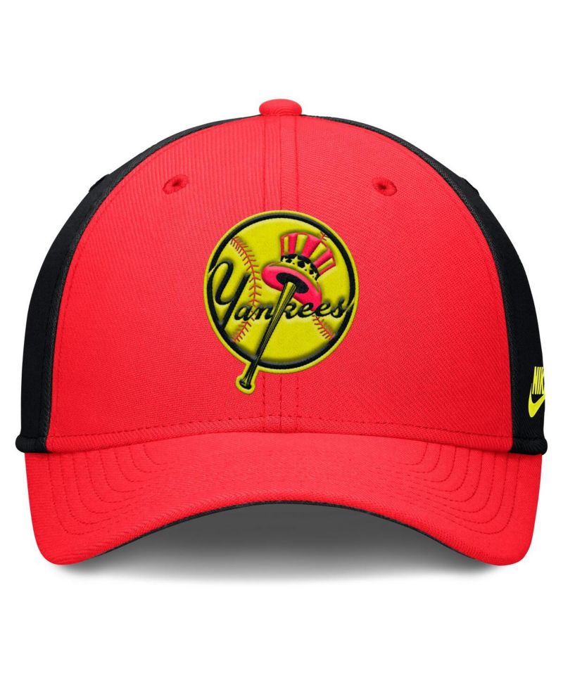 Men's Crimson/Black New York Yankees Neon 90s Rise Swoosh Flex Hat