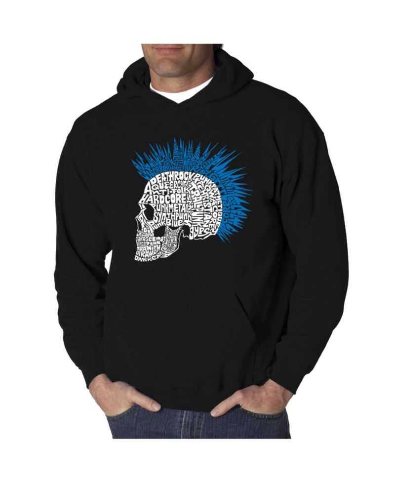 Men's Punk Mohawk Word Art Hooded Sweatshirt