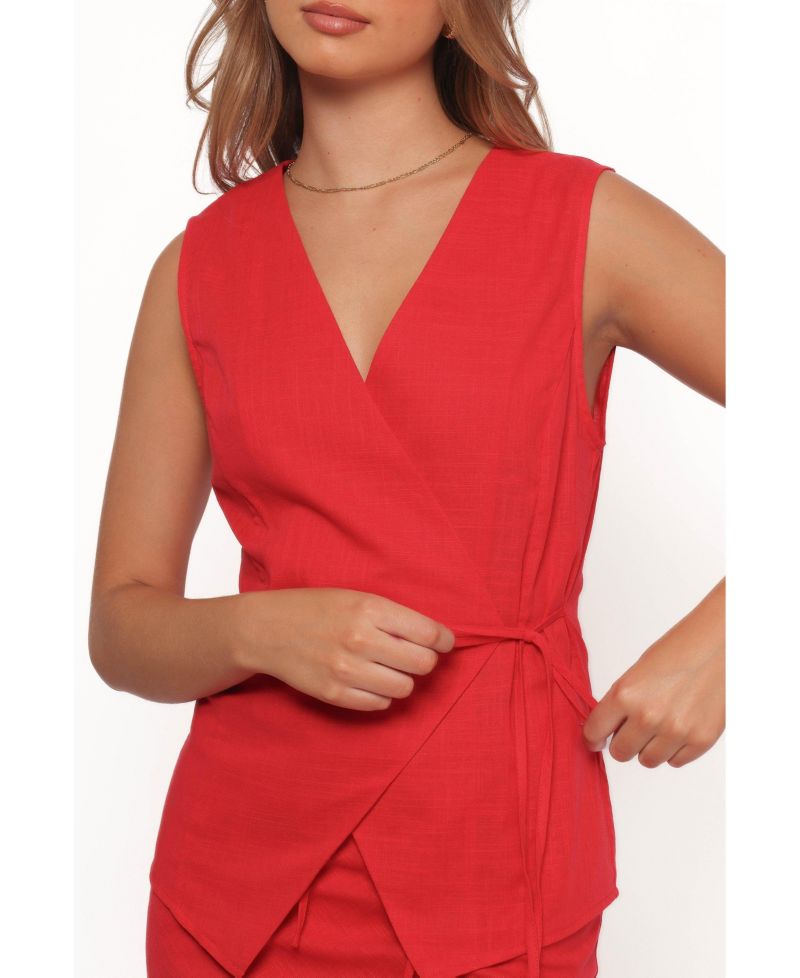 Women's Vanni Wrap Front Linen Top