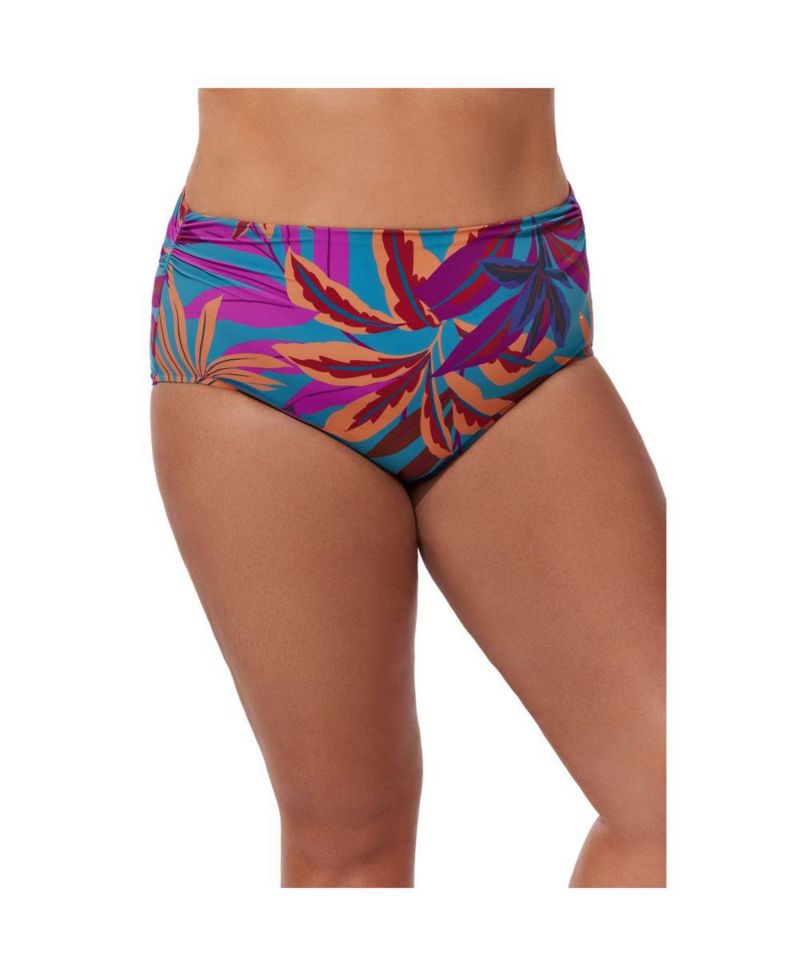 Plus Size Plantopia Shirred High Waist Swim Bottom Size/Full Figure