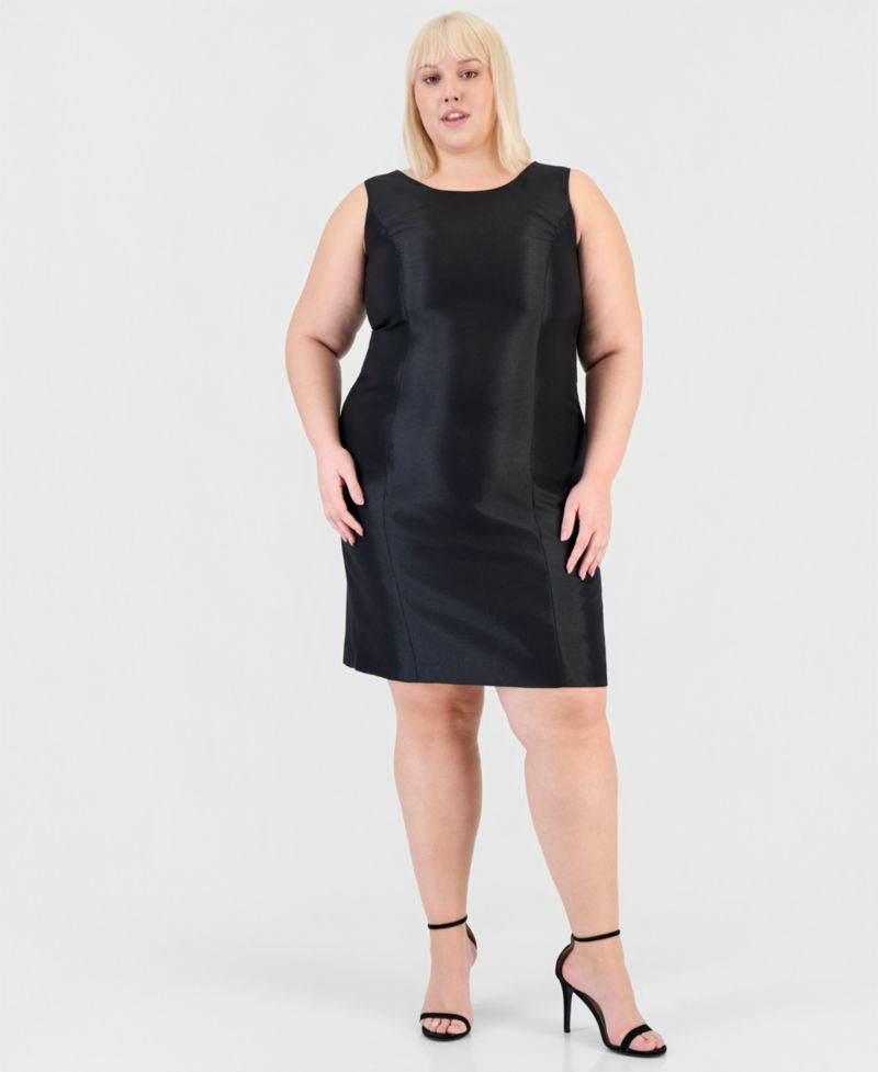 Plus Size Open-Front Jacket & Sleeveless Sheath Dress