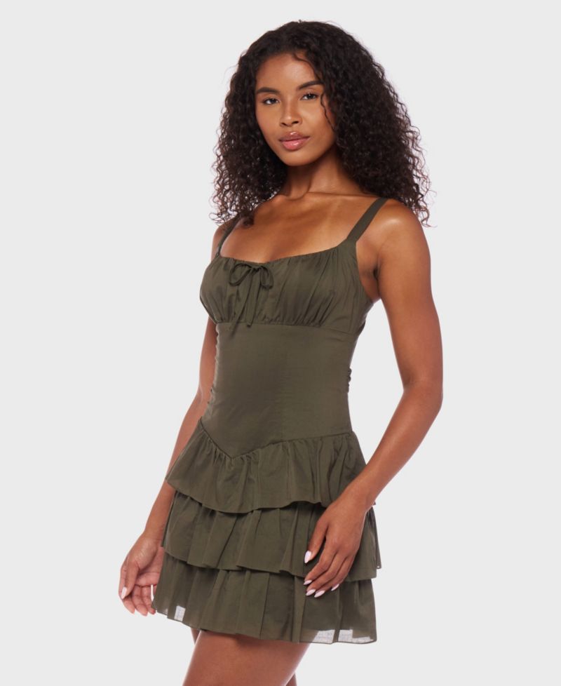 Juniors' Cotton Voile Tiered Fit & Flare Dress