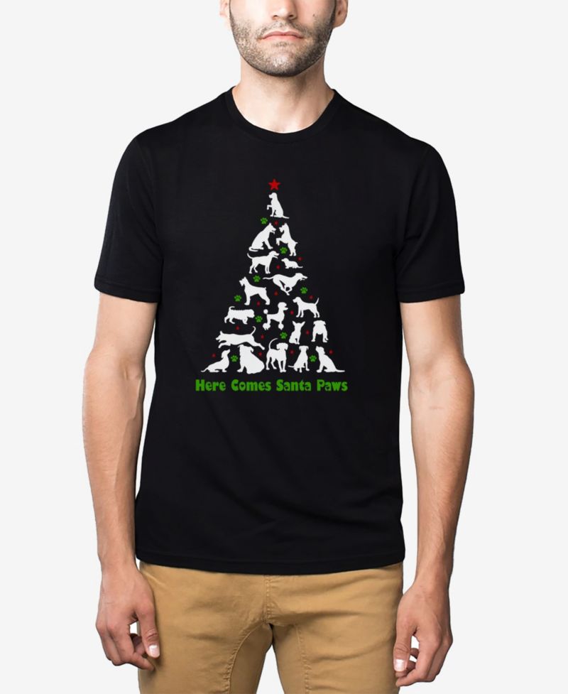 Men's Cotton/Poly Blend Word Art T-Shirt - Santa Paws