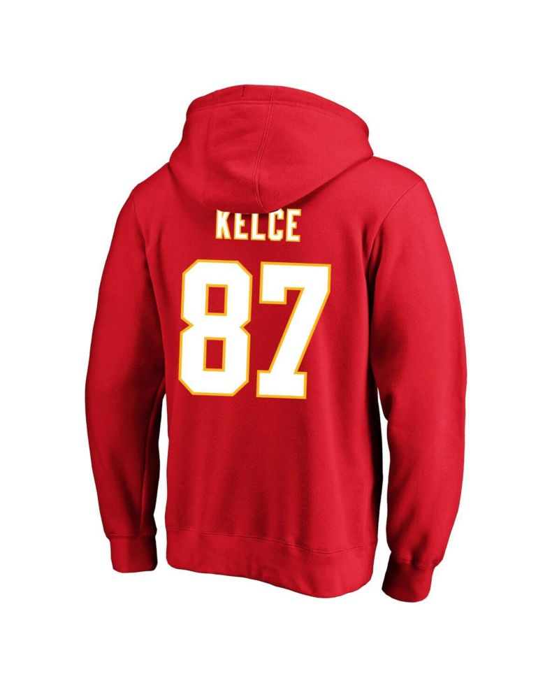Men's Travis Kelce Red Kansas City Chiefs Big & Tall Name & Number Fleece Pullover Hoodie