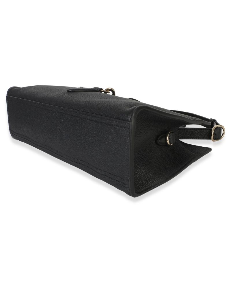 Black Pebbled Calfskin Medium Jackie Tote Bag