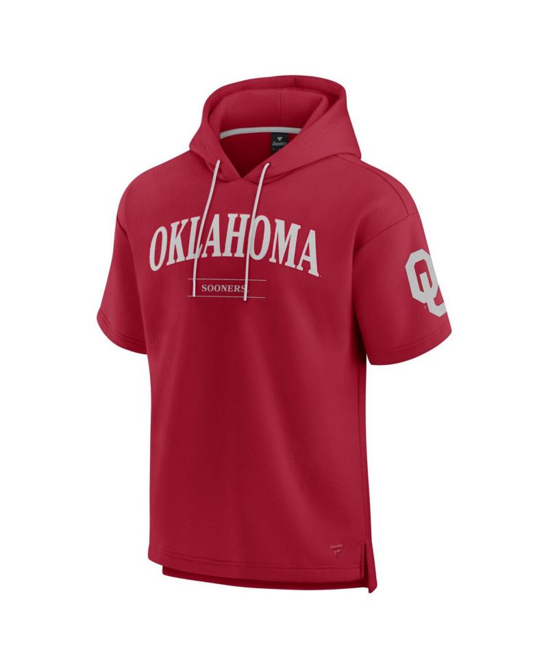 Men's Crimson Oklahoma Sooners Ready Short Sleeve Pullover Hoodie
