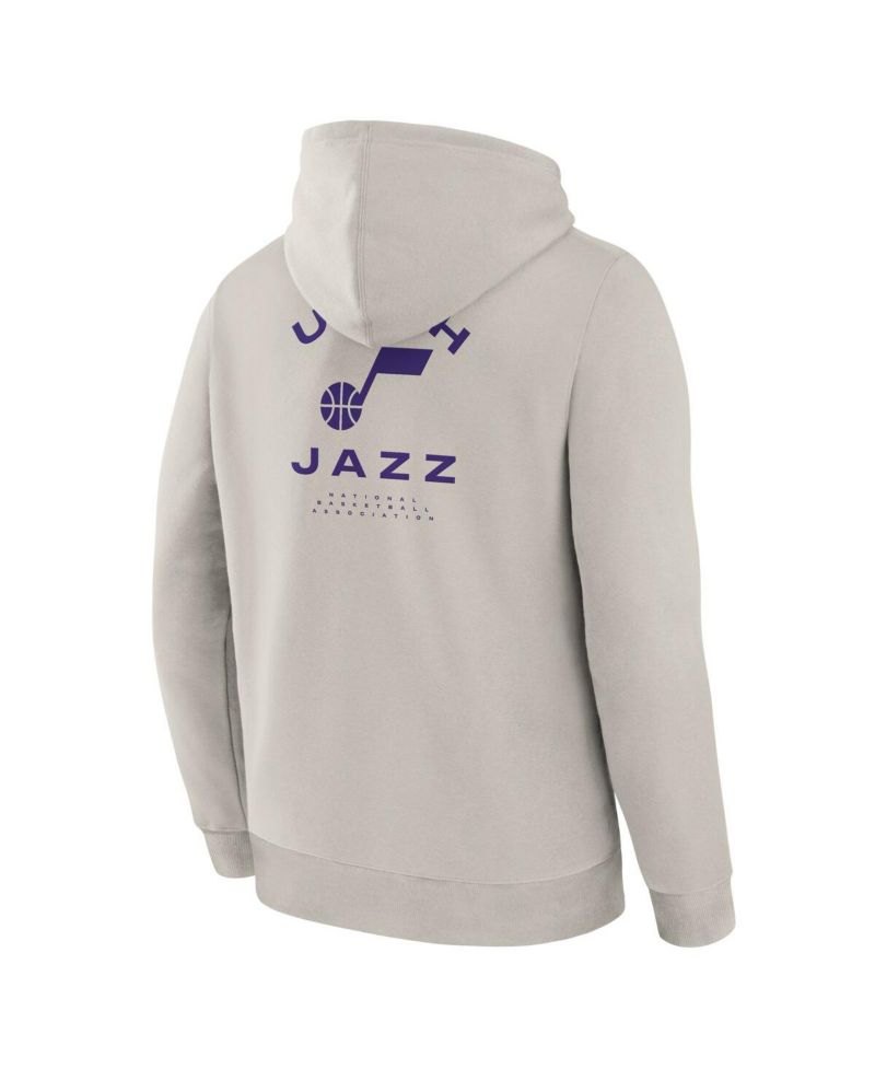 Men's Off White Utah Jazz Crossover Collection Blocked Shot Premium Pullover Hoodie