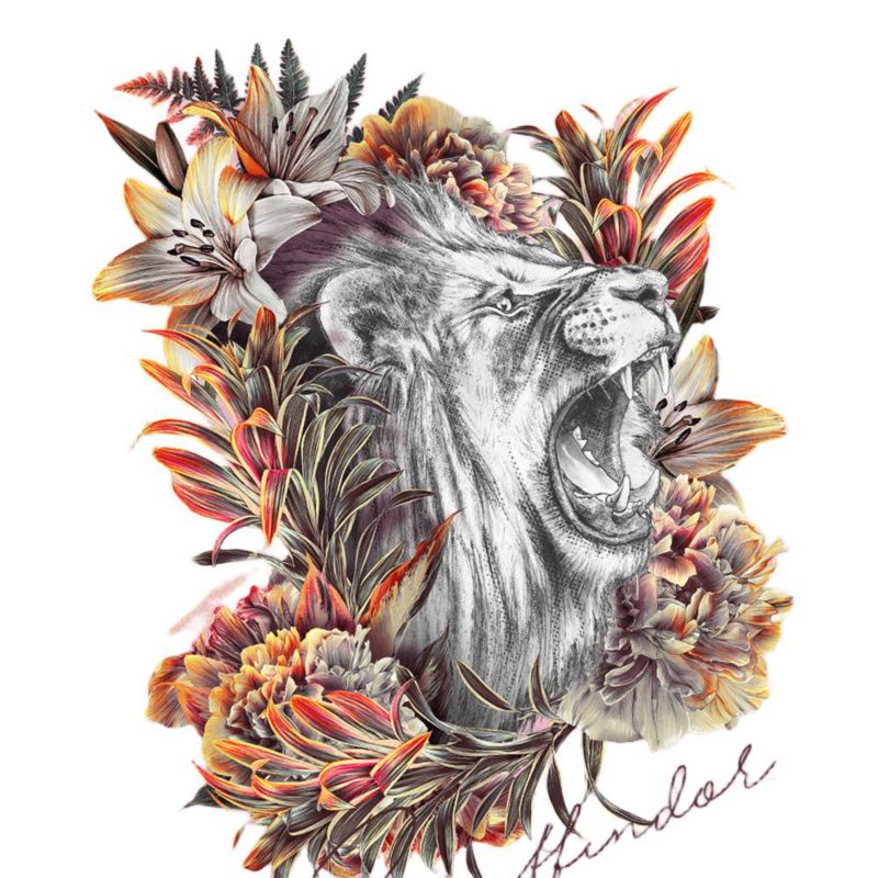 Men's Gryffindor Floral Lion Mascot T Shirt
