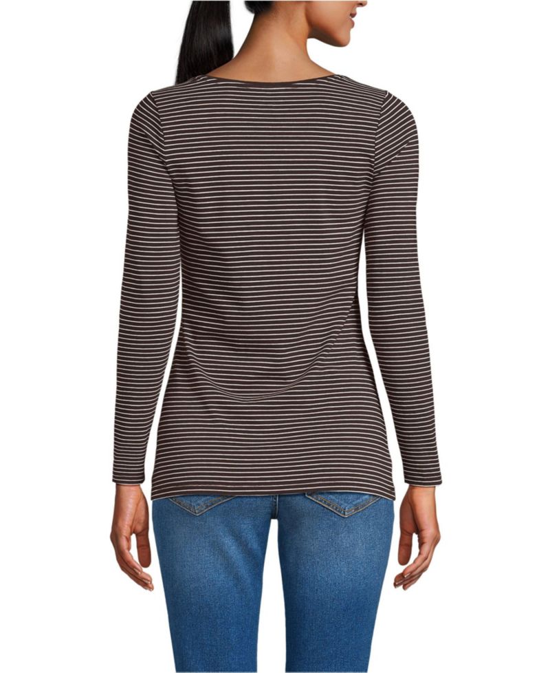 Women's Lightweight Jersey Skimming Long Sleeve Scoop Neck T-shirt