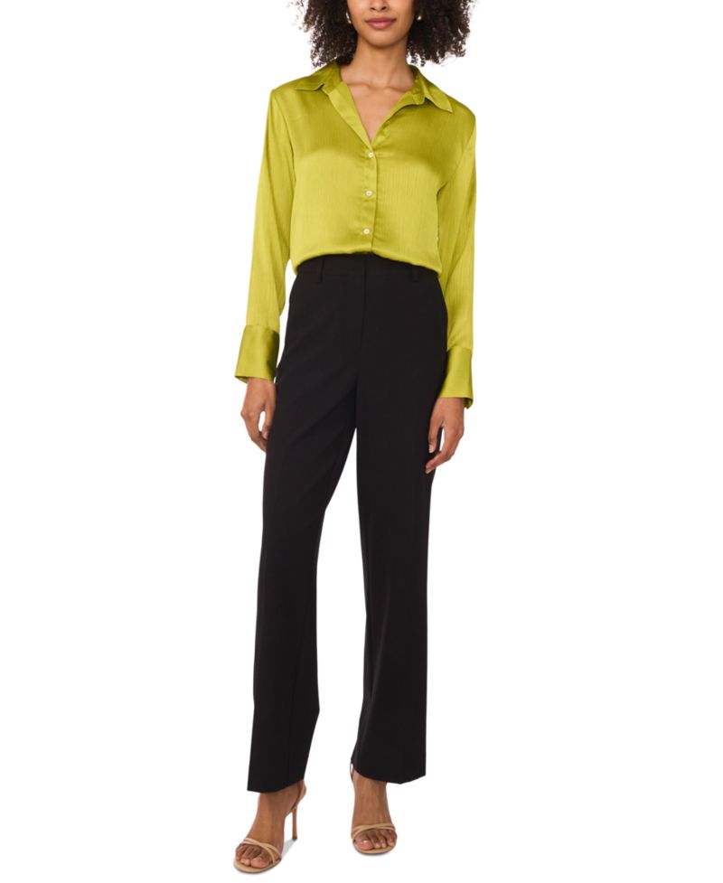 Women's Split-Neck Button Long-Sleeve Blouse