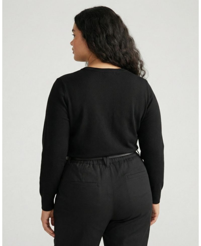 Plus Size Savvy Fine Knit V Sweater
