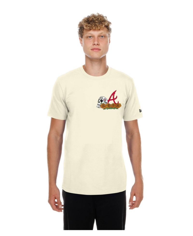 Men's Natural Atlanta Braves Dia de los Muertos Sugar Skull T-Shirt