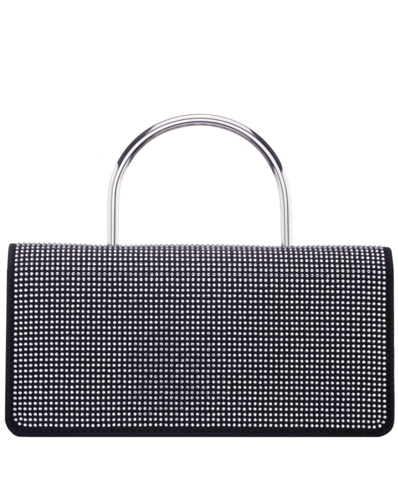 Elongated Crystal Magnetic Snap Satchel Bag