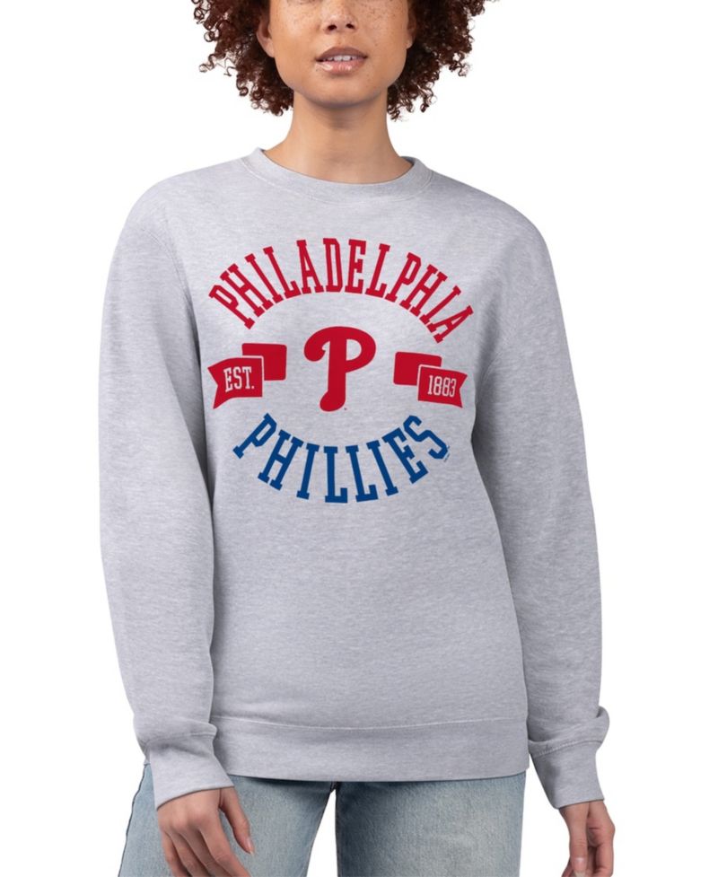 Women's Heather Gray Philadelphia Phillies Team Logo Fleece Pullover Sweatshirt