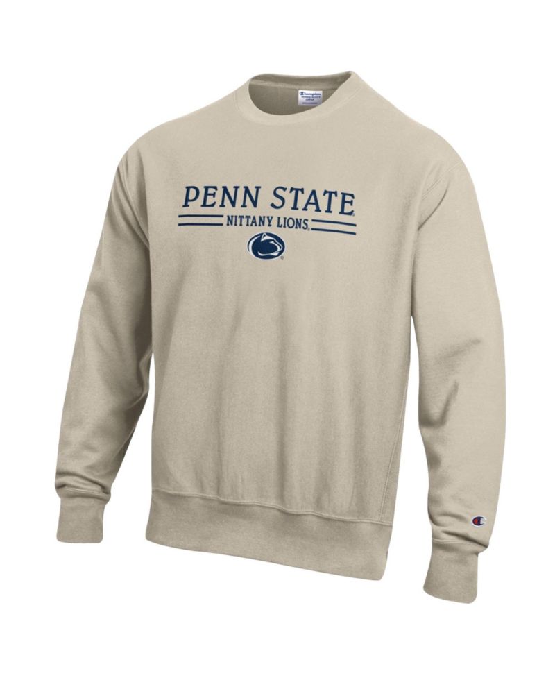 Men's Oatmeal Penn State Nittany Lions Reverse Weave Crewneck Sweatshirt